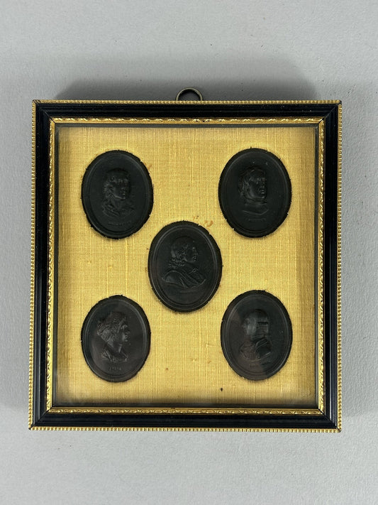Rare Leeds Black Basalt Portrait Medallions, Set of Five c1780–90