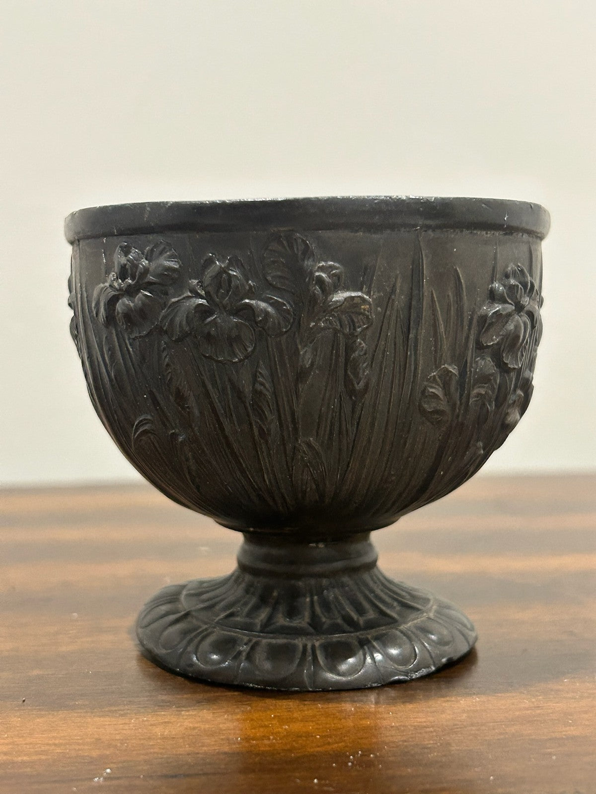 Two Art Nouveau Style Pewter Footed Bowls Iris Relief A/F2