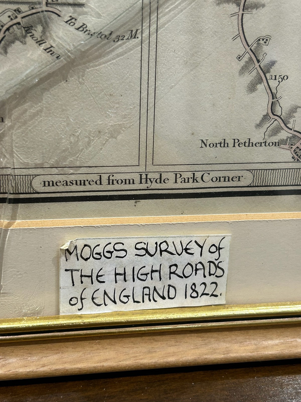 Antique 1822 Mogg Survey High Roads Map London to Exeter Taunton Framed4