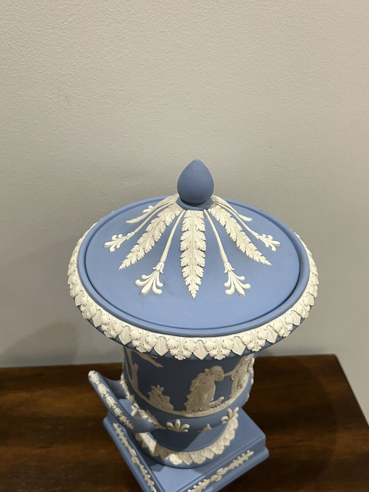 Wedgwood Blue Jasperware - Campagna Lidded Urn Vase