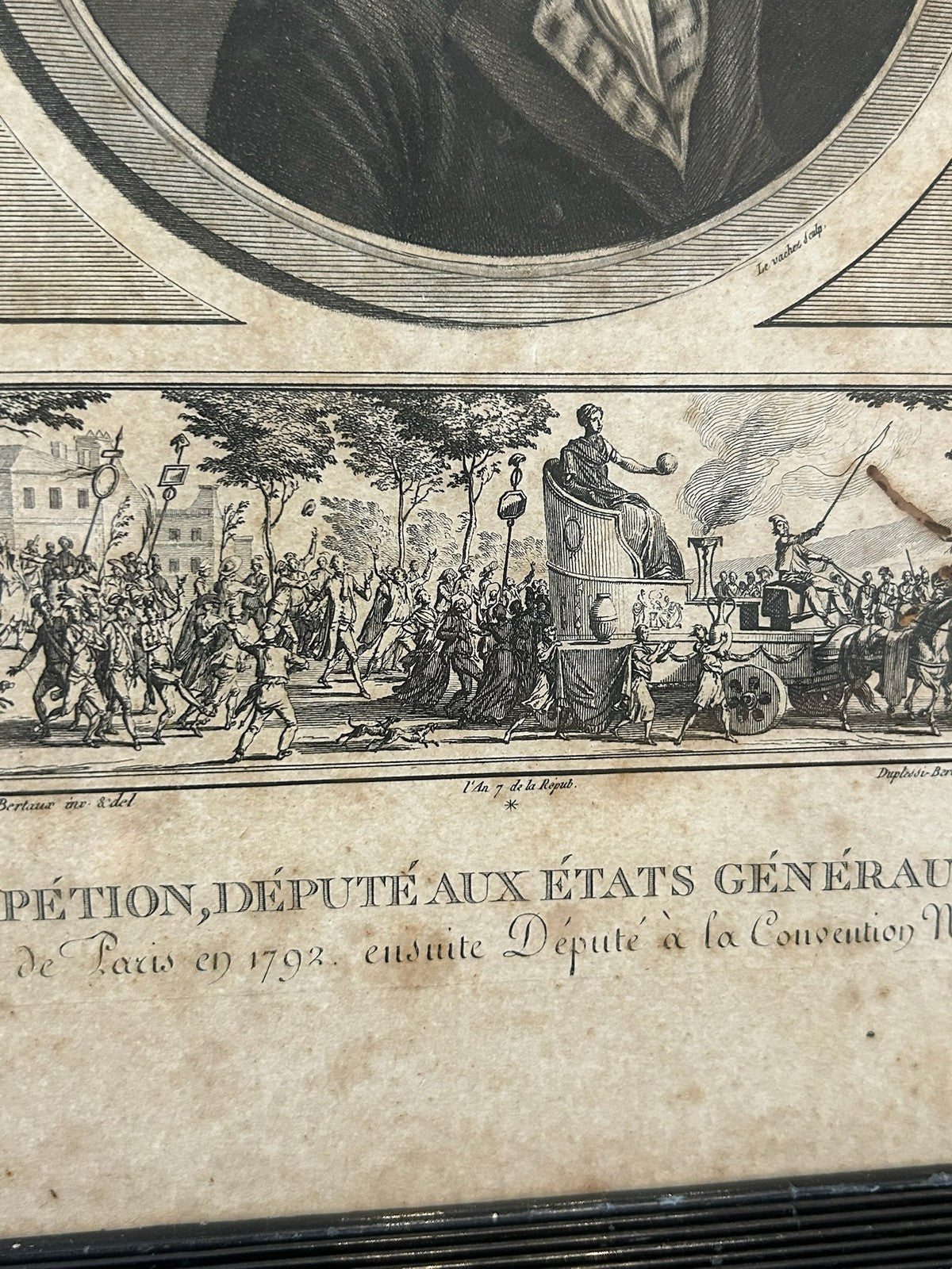 Jerome Petion Mayor of Paris French Revolution Aquatint Portrait Levachez Framed2
