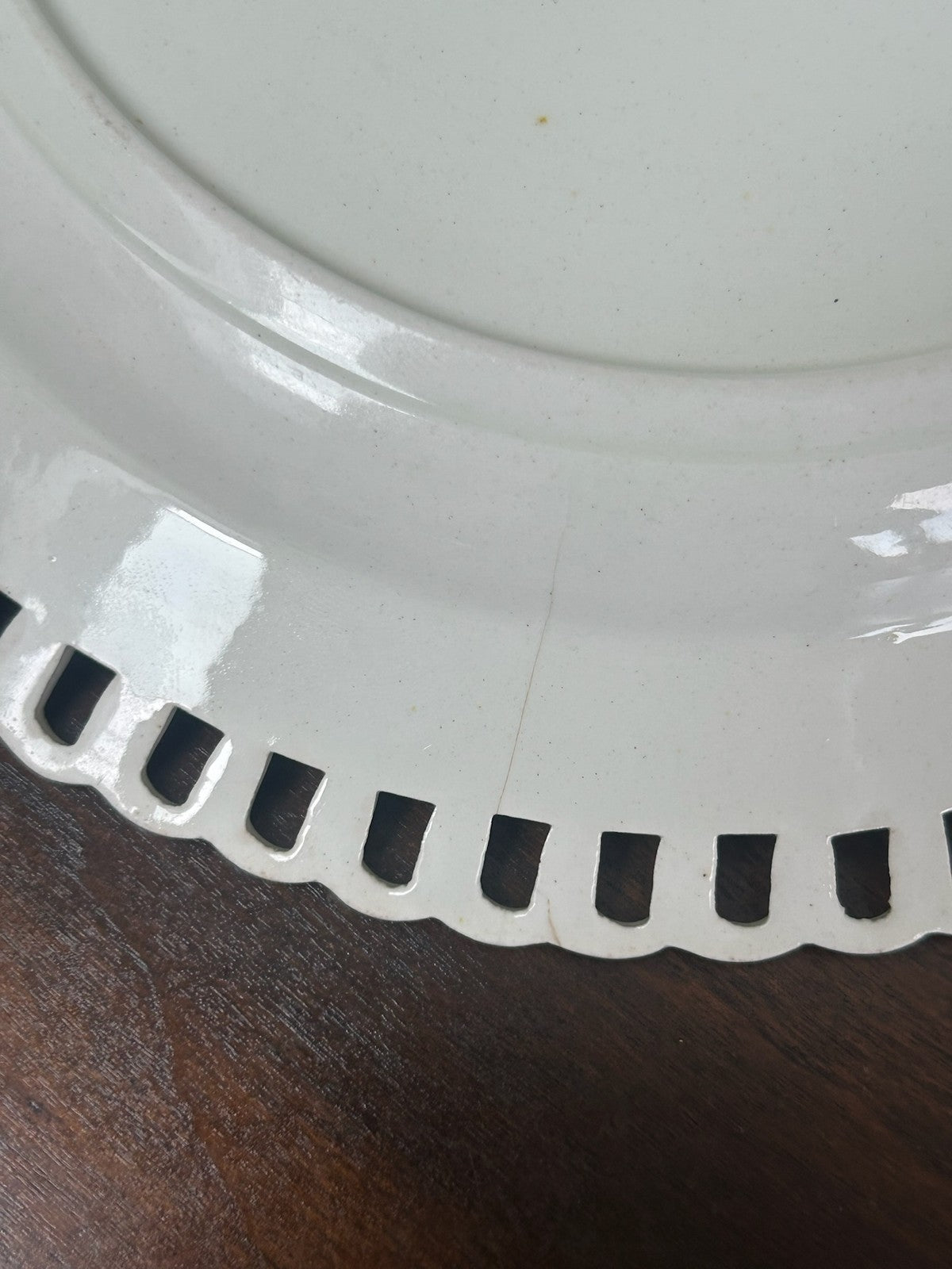 Antique Spode Creamware Pierced Rim Plate Orange Black Acanthus Border c18003