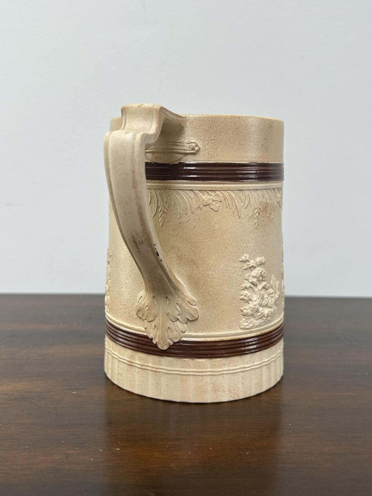 Antique Turner Stoneware Mug Tankard c1810 Sprigged Relief Georgian Drab3