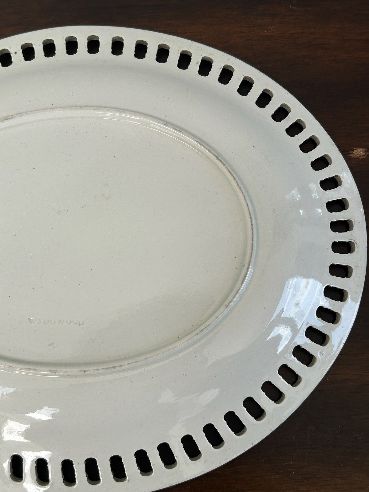 Wedgwood Creamware Oval Reticulated Dish Pierced Border Antique10