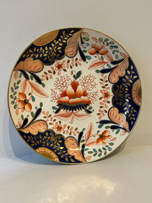 Antique English Porcelain Imari Pattern Plate Iron Red Cobalt Gilt No 318 AF