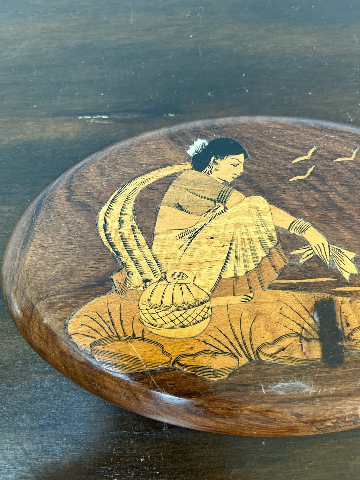 Antique Inlaid Marquetry Oval Plaques Figural Sorrento Style11