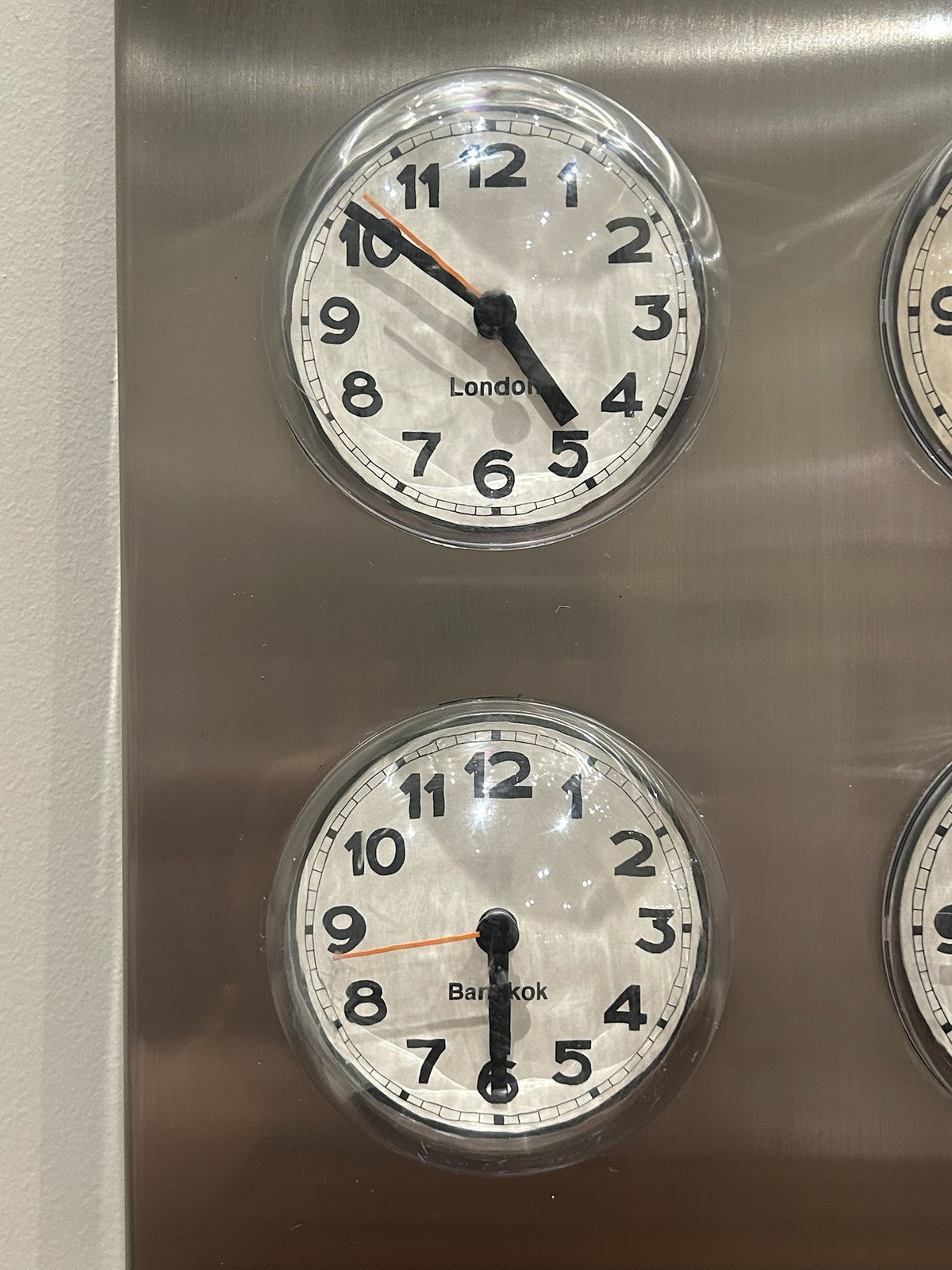 Karlsson World Time Clock 9 Dials Brushed Steel Time Zone1