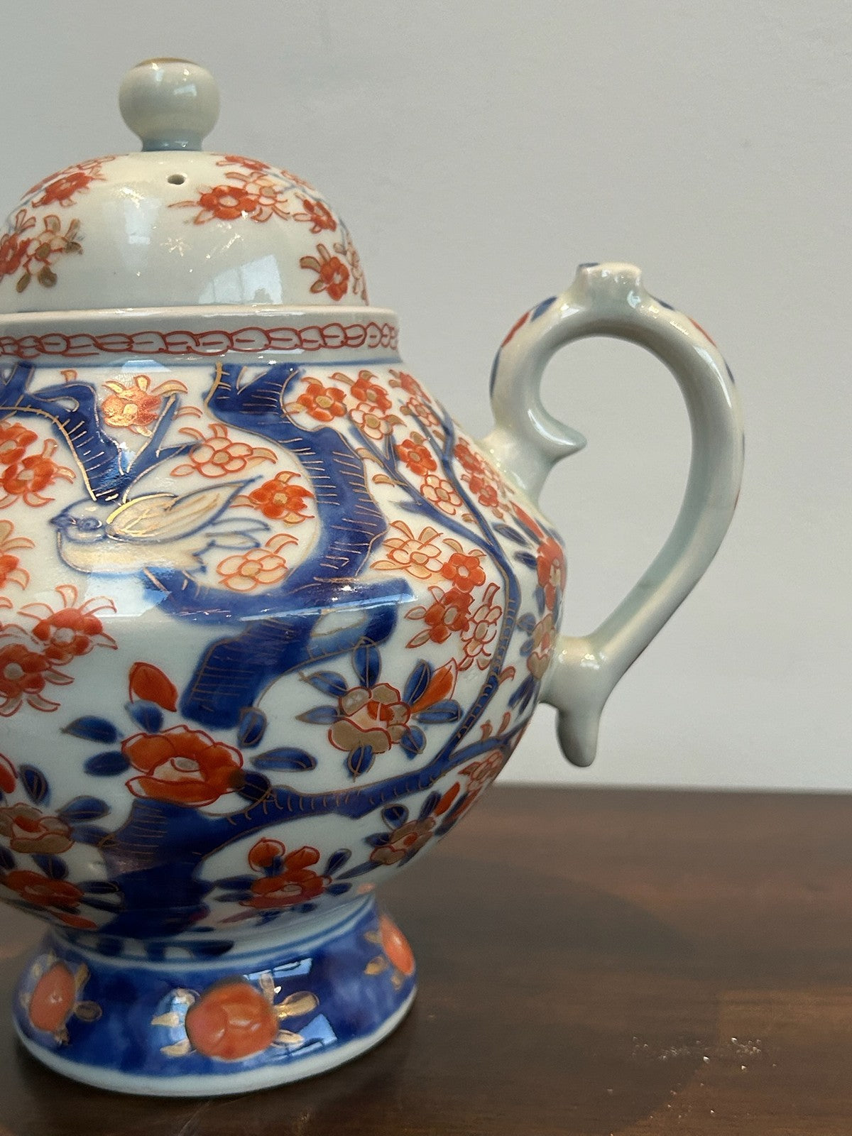 Antique Chinese Export Imari Porcelain Teapot Cover Red Blue Painted 17cm8