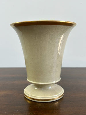 Wedgwood Drabware Cream & Gold Conical Vase Antique English Stoneware