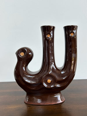 Polish Rooster Pottery Candlestick Millenium Cooperative Krakow