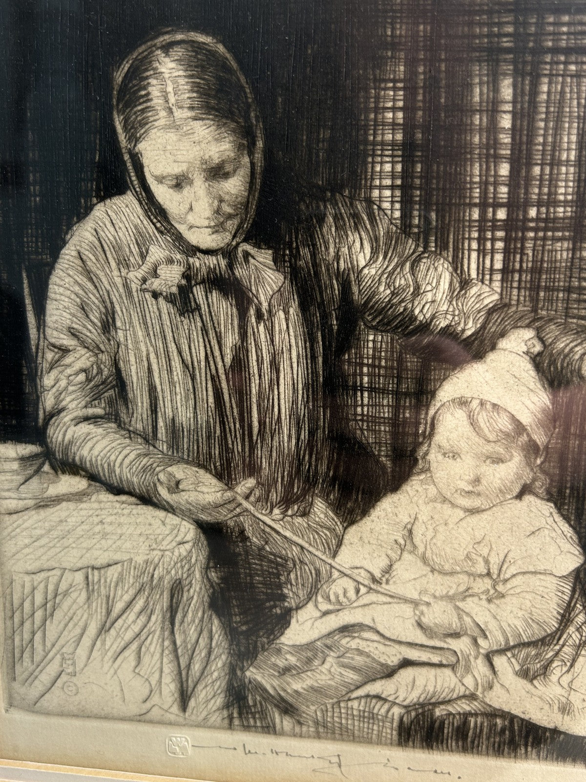 William LeeHankey — Drypoint Etching — Grandmother and Child3