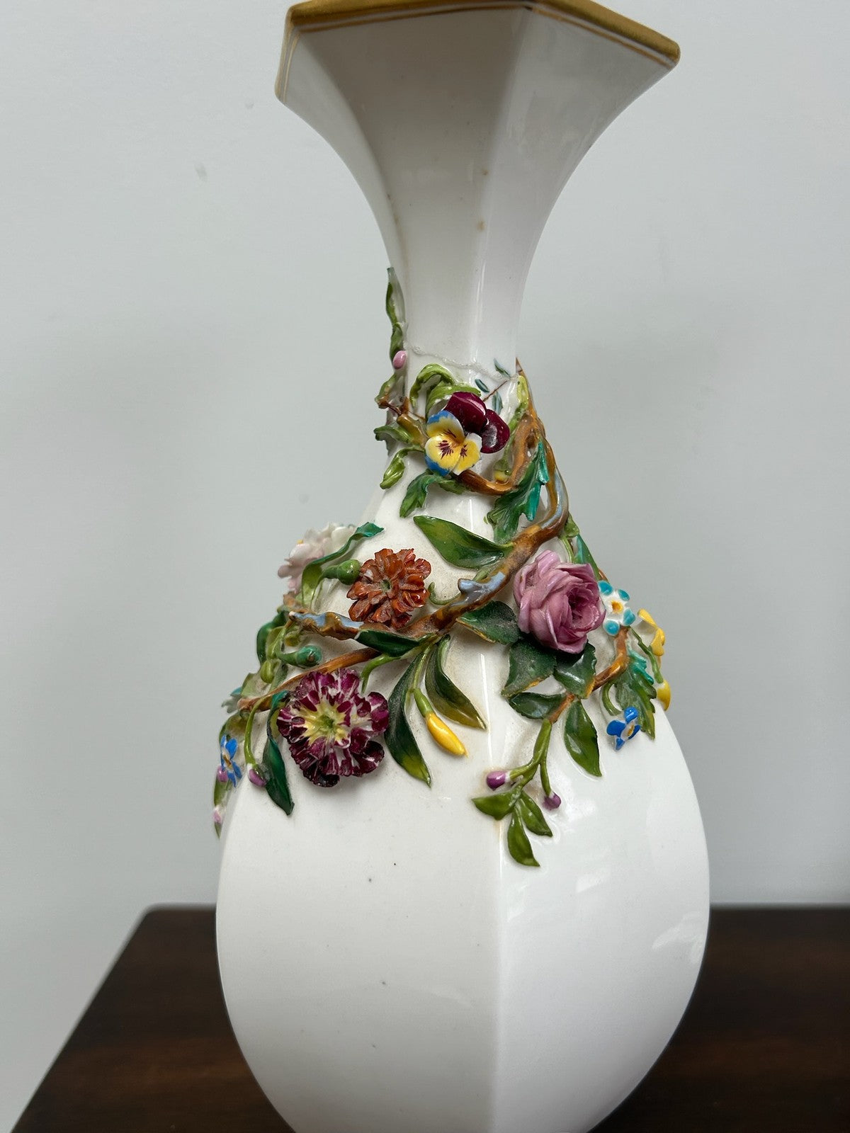 Pair Victorian English Porcelain Hand Painted Vases Possibly Samuel Alcock 24cm5