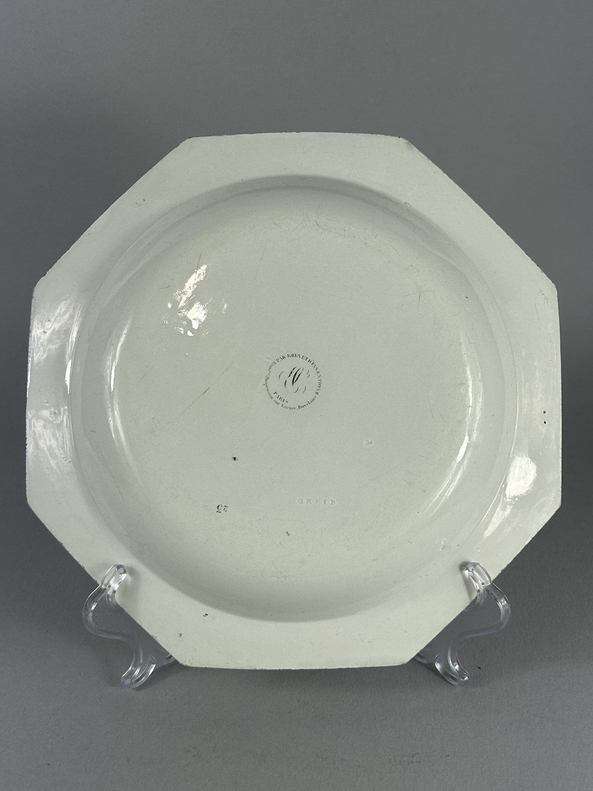 Antique Creil Paris “Vue de la Grande Serre” Transferware Plate