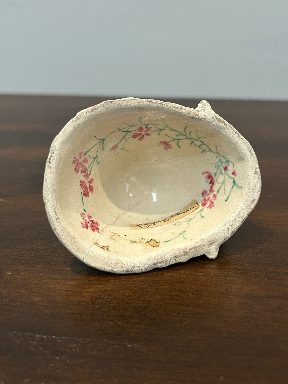 Antique Japanese Satsuma Pottery Hat Form Dish Hand Painted Interior A/F4