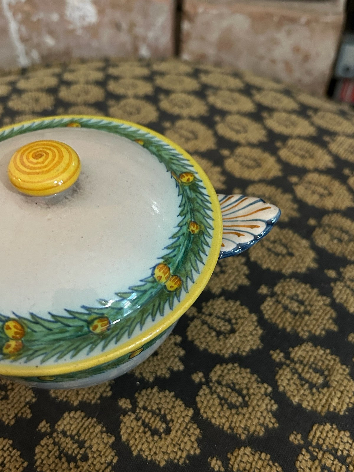 Cantagalli Florence Maiolica Lidded Tureen Dish Cockerel Mark Twin Handles2