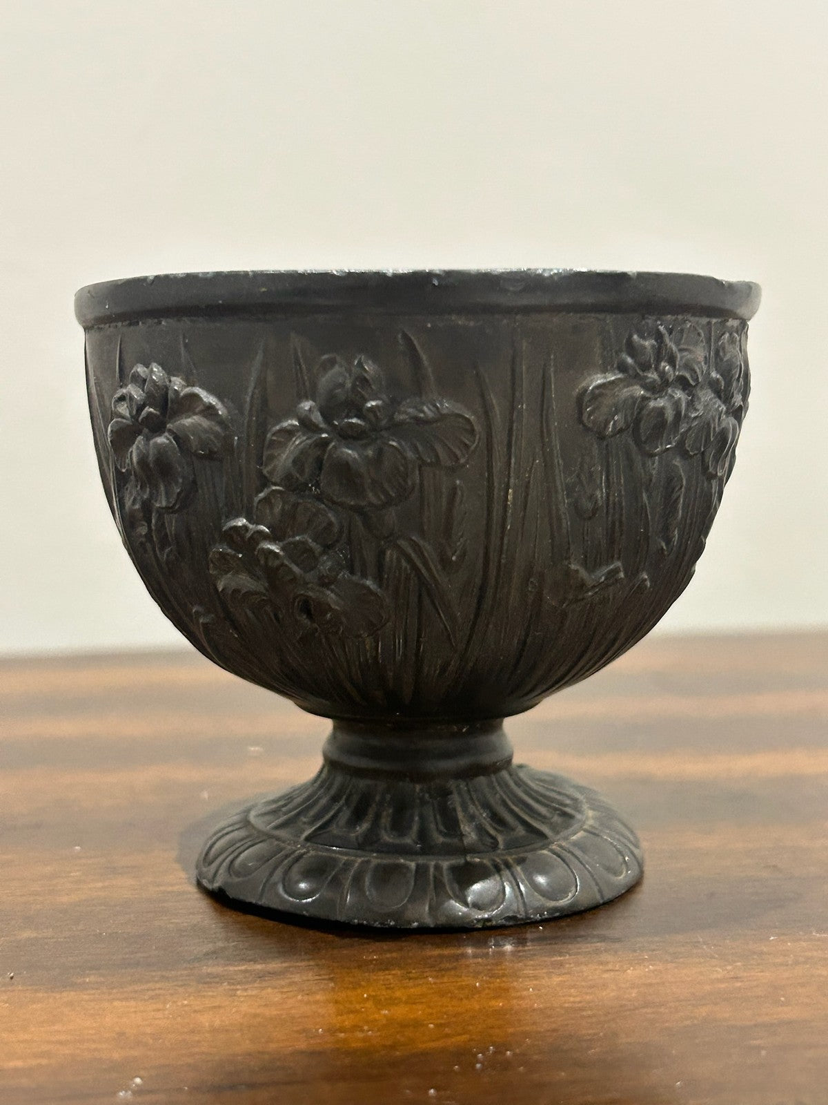 Two Art Nouveau Style Pewter Footed Bowls Iris Relief A/F3