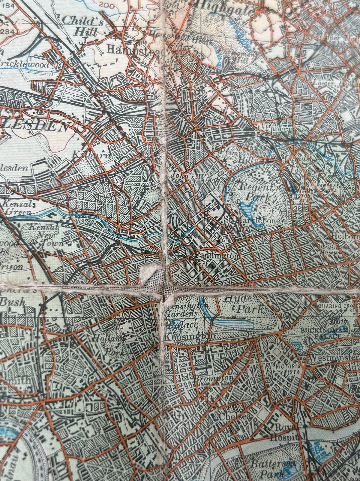 Antique Ordnance Survey One Inch Folding Map London c.19103