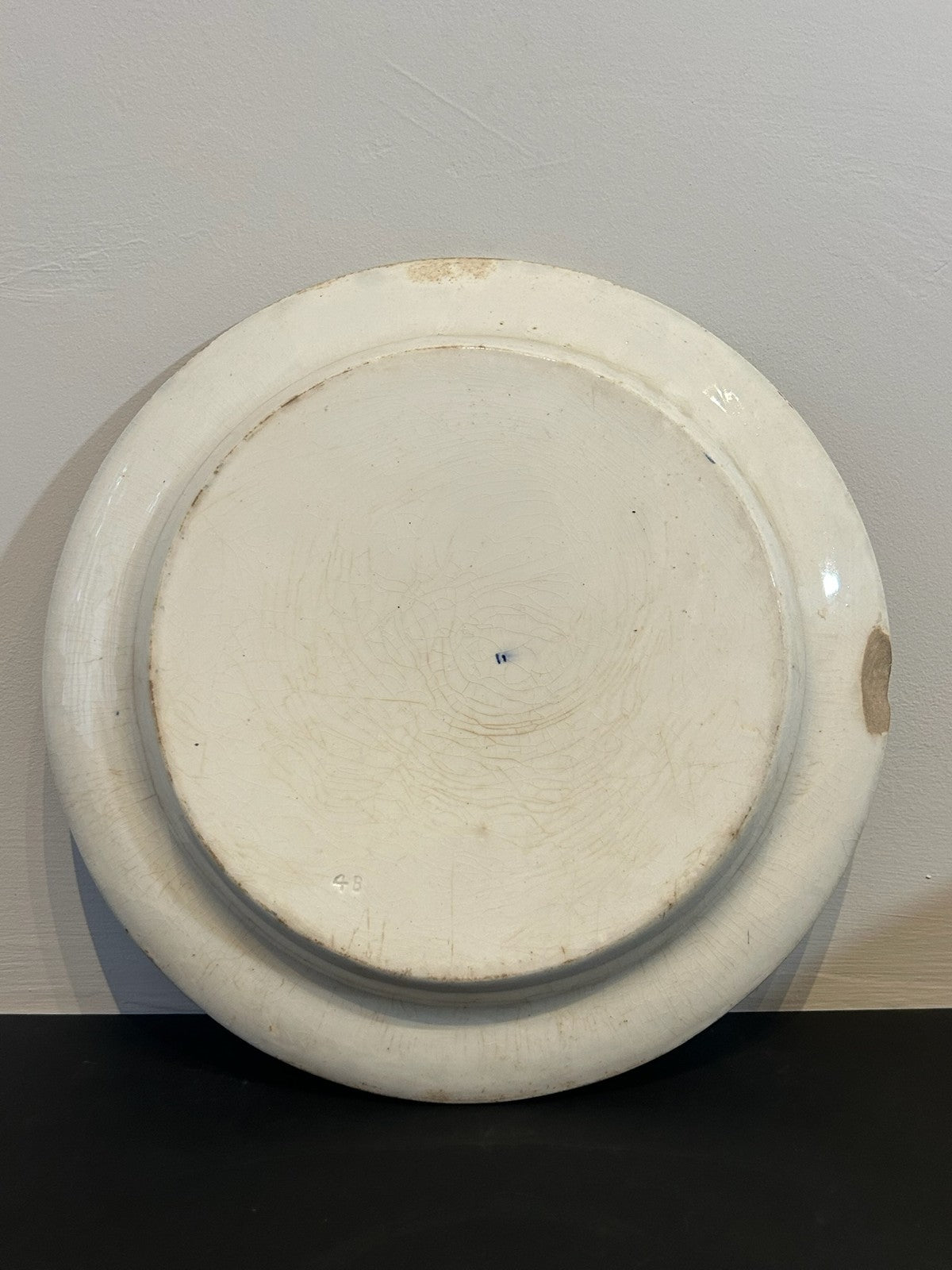 Antique Pottery Plate Rabbits and Frog Spongeware Border 22cm4