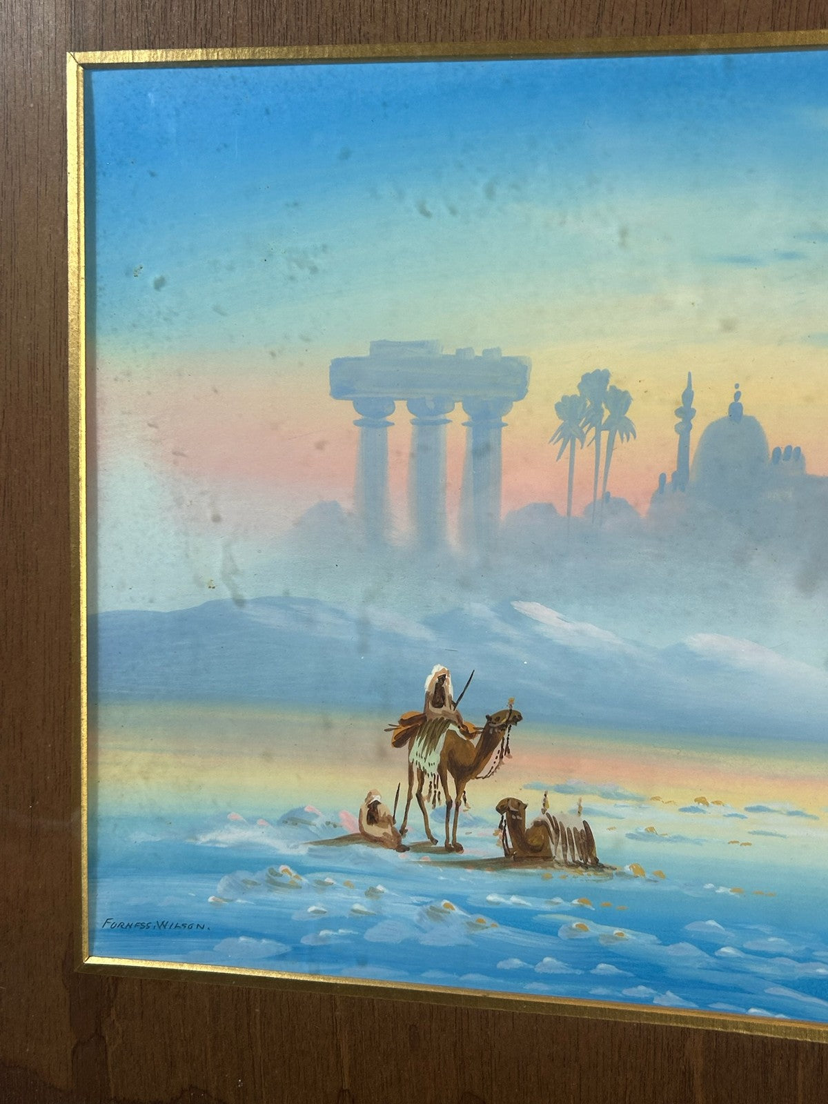 Forness Wilson Signed Gouache Egyptian Desert Temple Ruins Camel Orientalist4