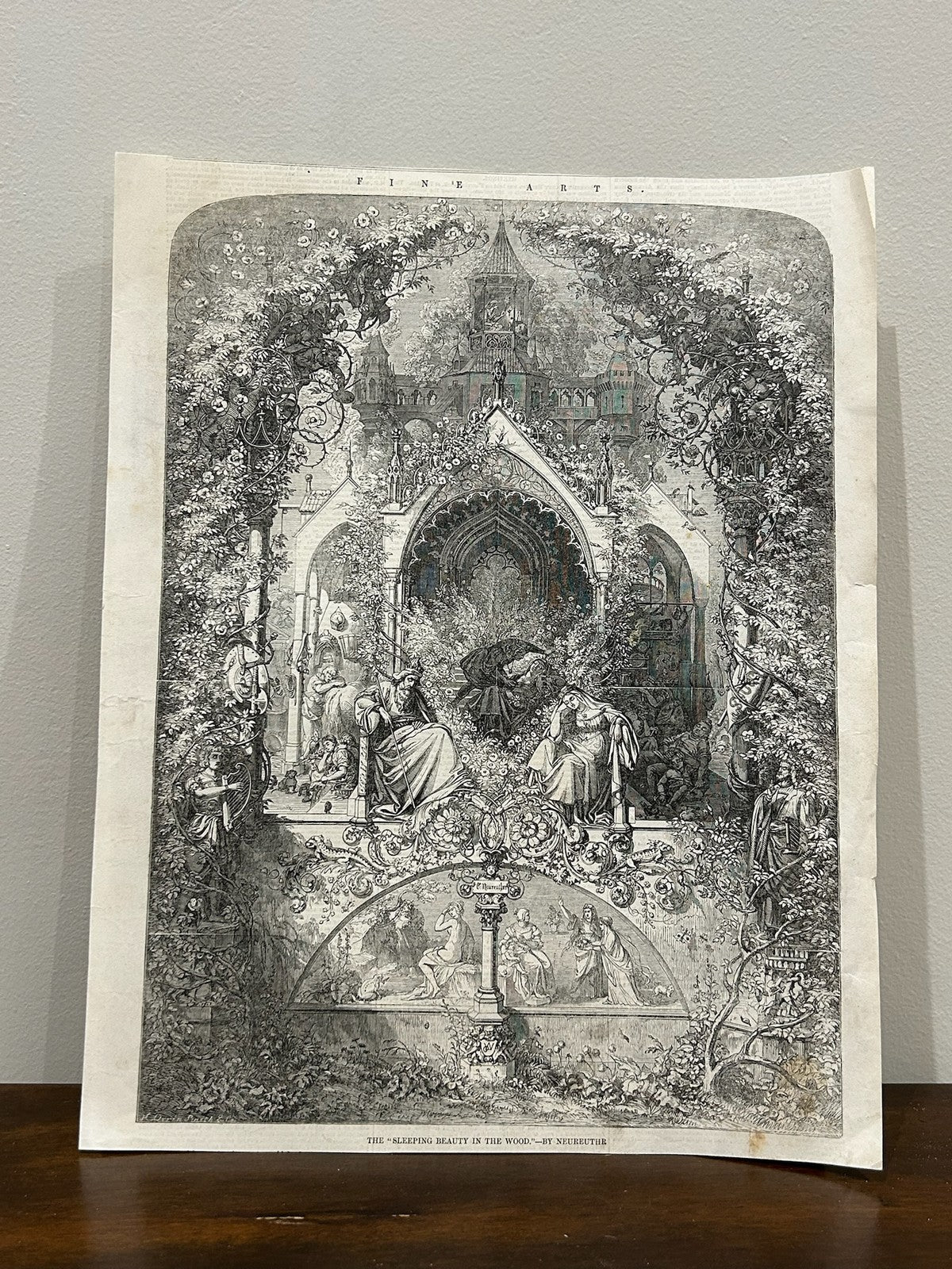 Antique Victorian Wood Engraving Sleeping Beauty in the Wood by Neureuther1