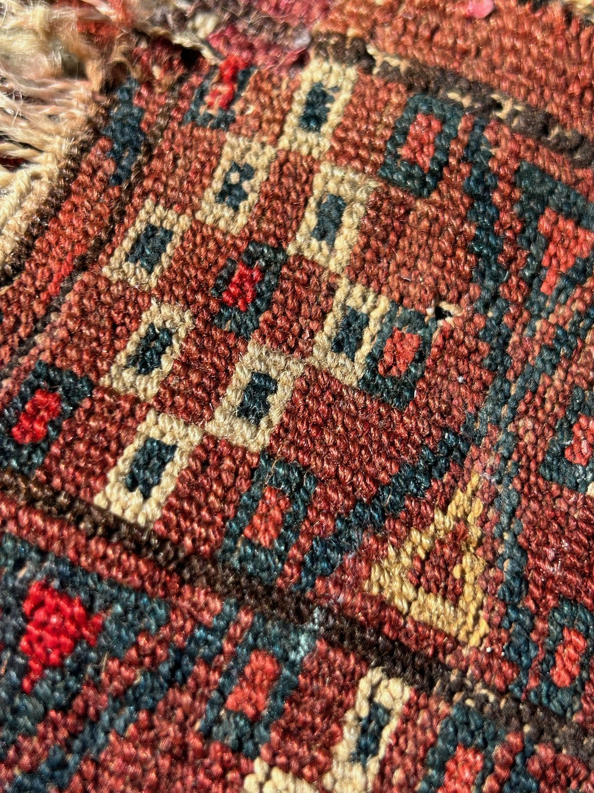 Antique Tekke Turkmen Rug Hand Knotted Wool Bokhara Gul Early 20thC 110x130cm14