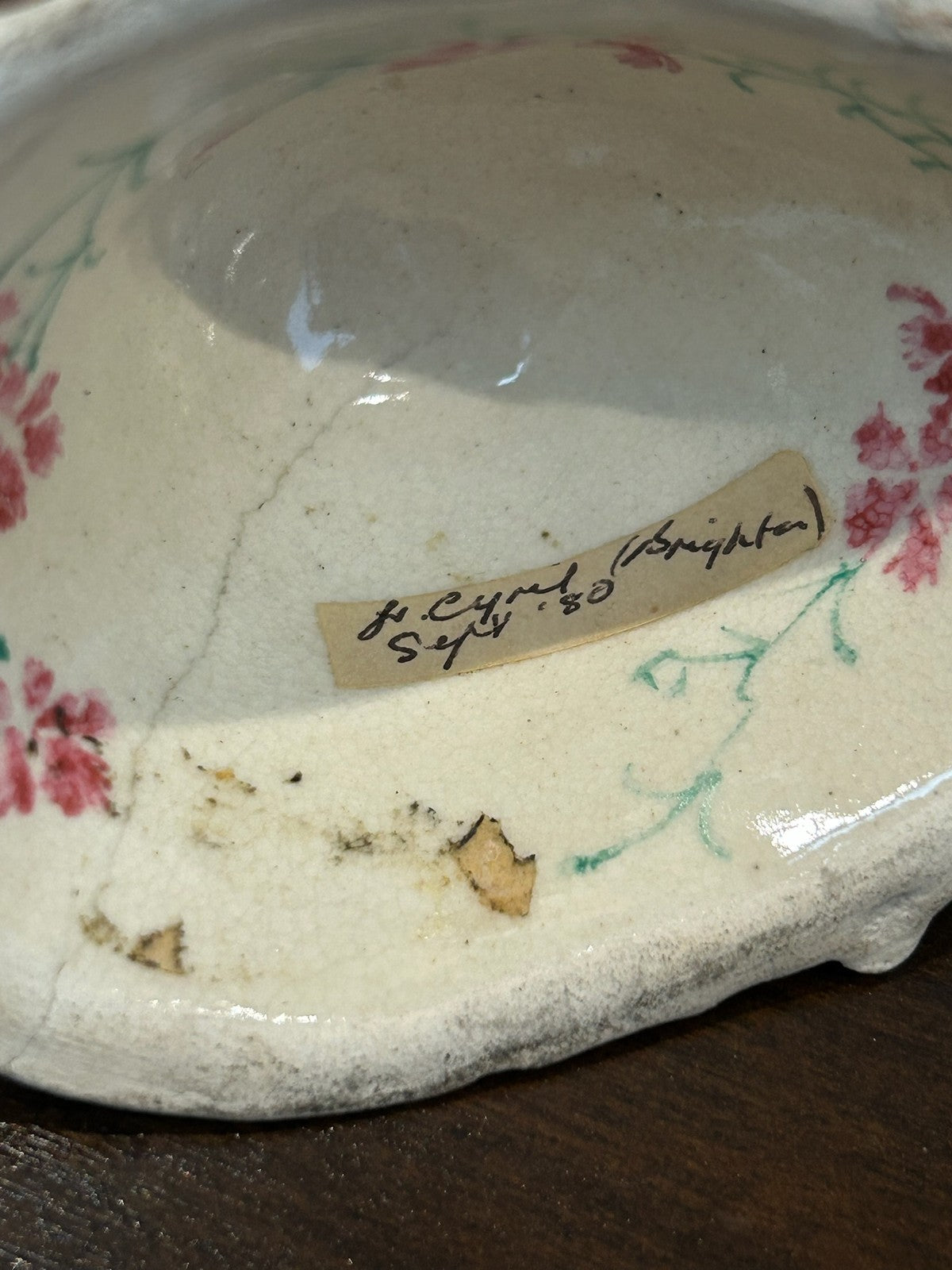 Antique Japanese Satsuma Pottery Hat Form Dish Hand Painted Interior A/F5