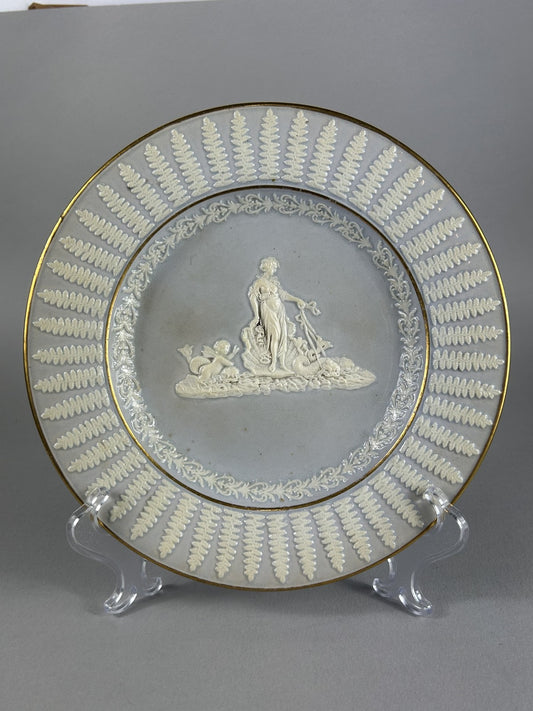 Ridgway 19thC Neoclassical Sprig Plate, Pale Blue English Porcelain