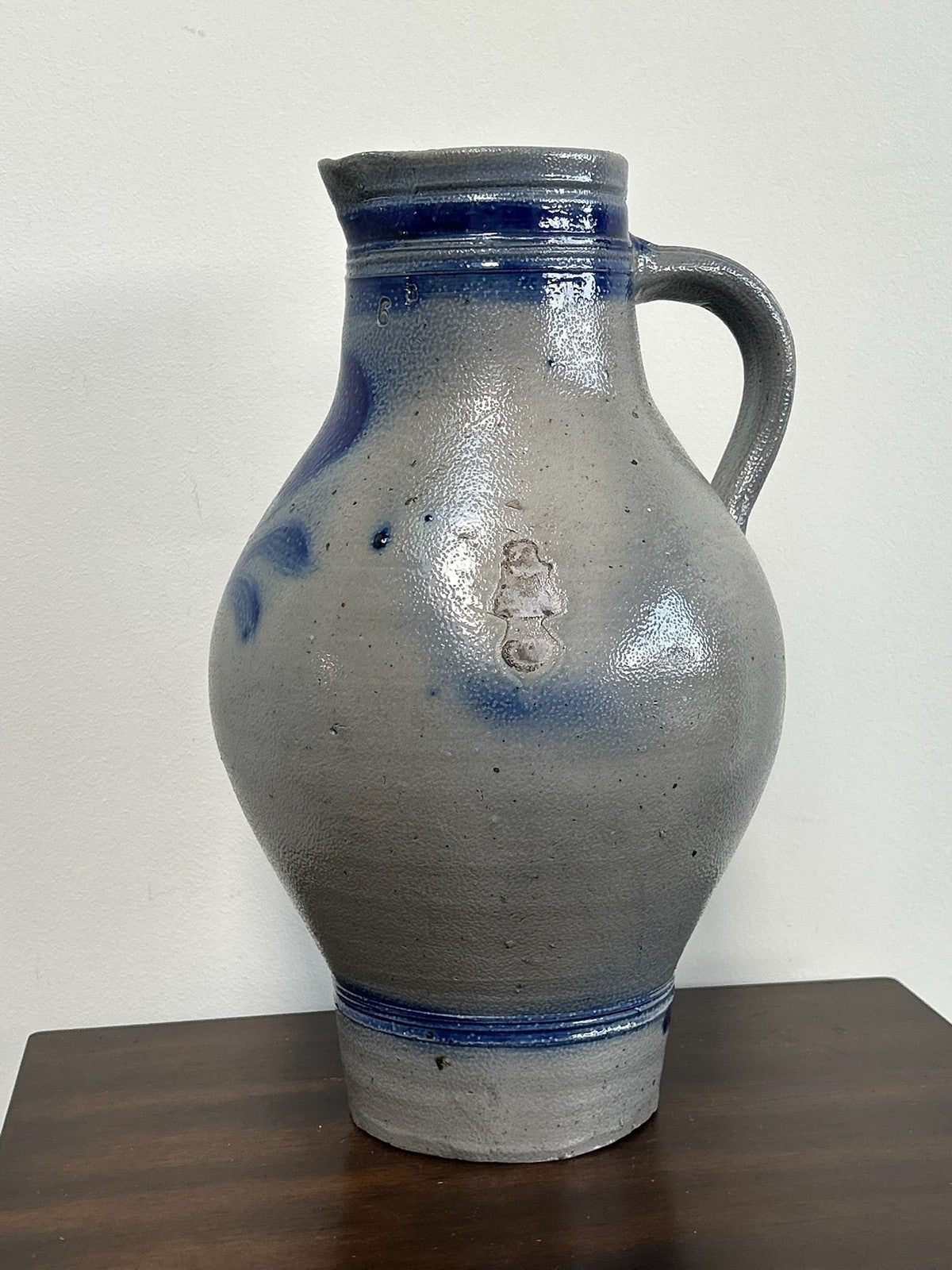 Large German Salt Glaze Stoneware Cobalt Jugs Westerwald Bartmann4