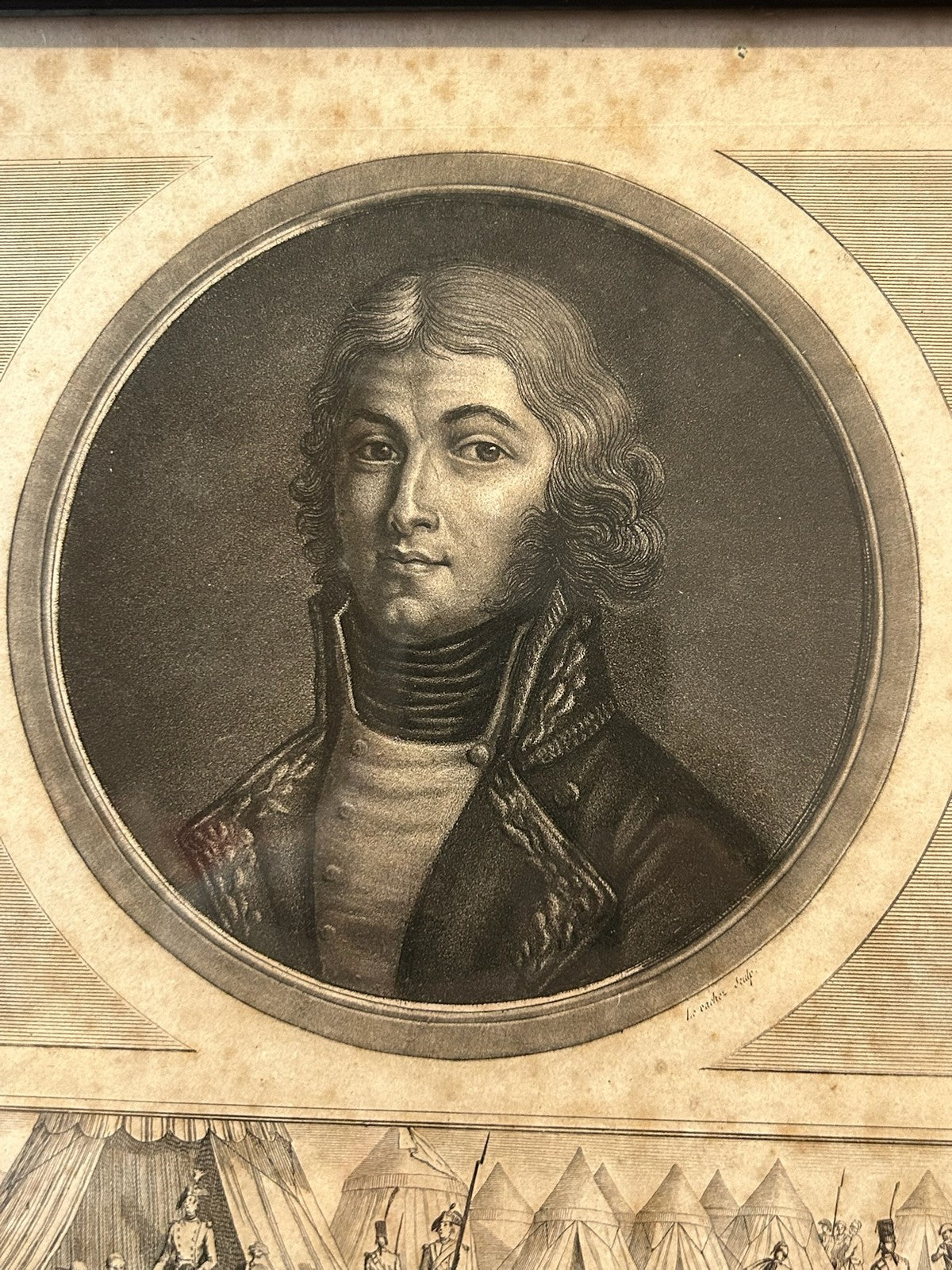 General Hoche French Revolution Aquatint Portrait Levachez 1800 Framed1