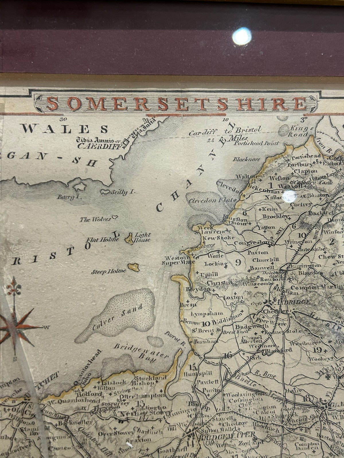 Antique Thomas Dugdale Somersetshire Somerset Map c1850 Hand Coloured Framed4