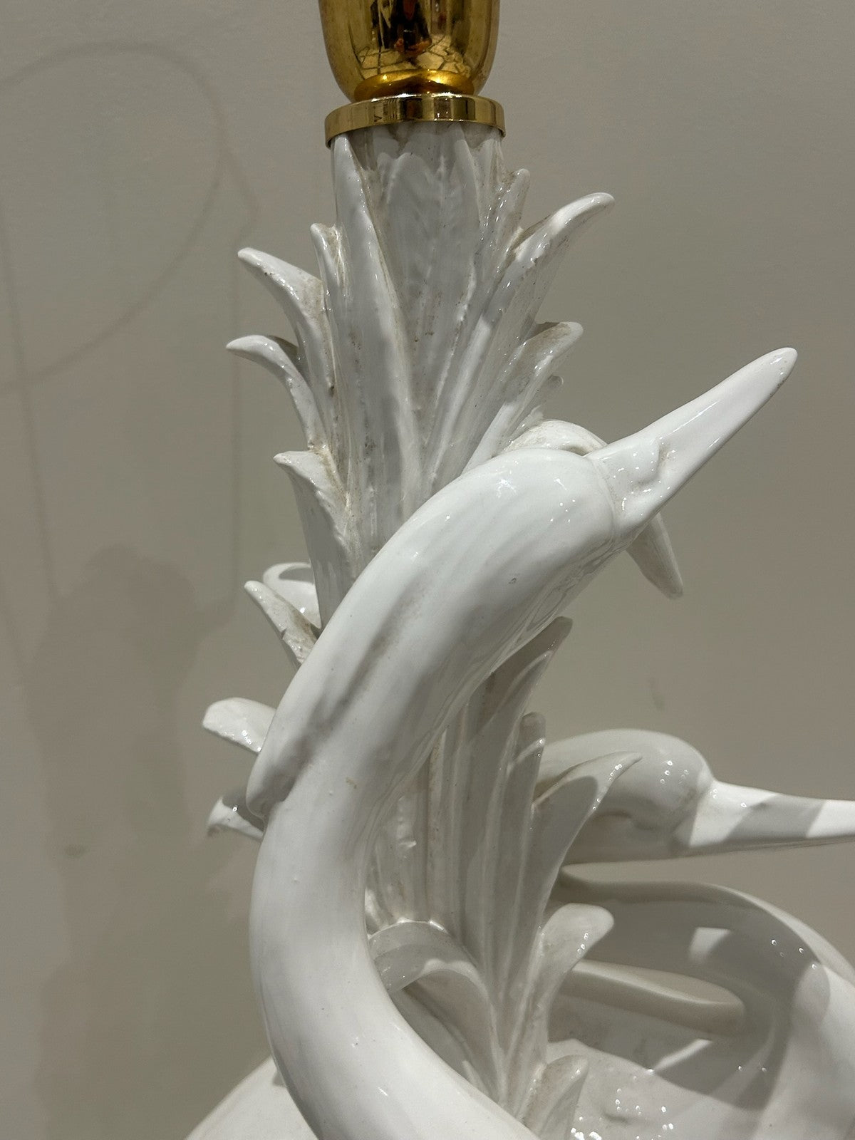 Vintage Italian Chinoiserie White Heron Bird Table Lamp Hollywood Regency 81cm5