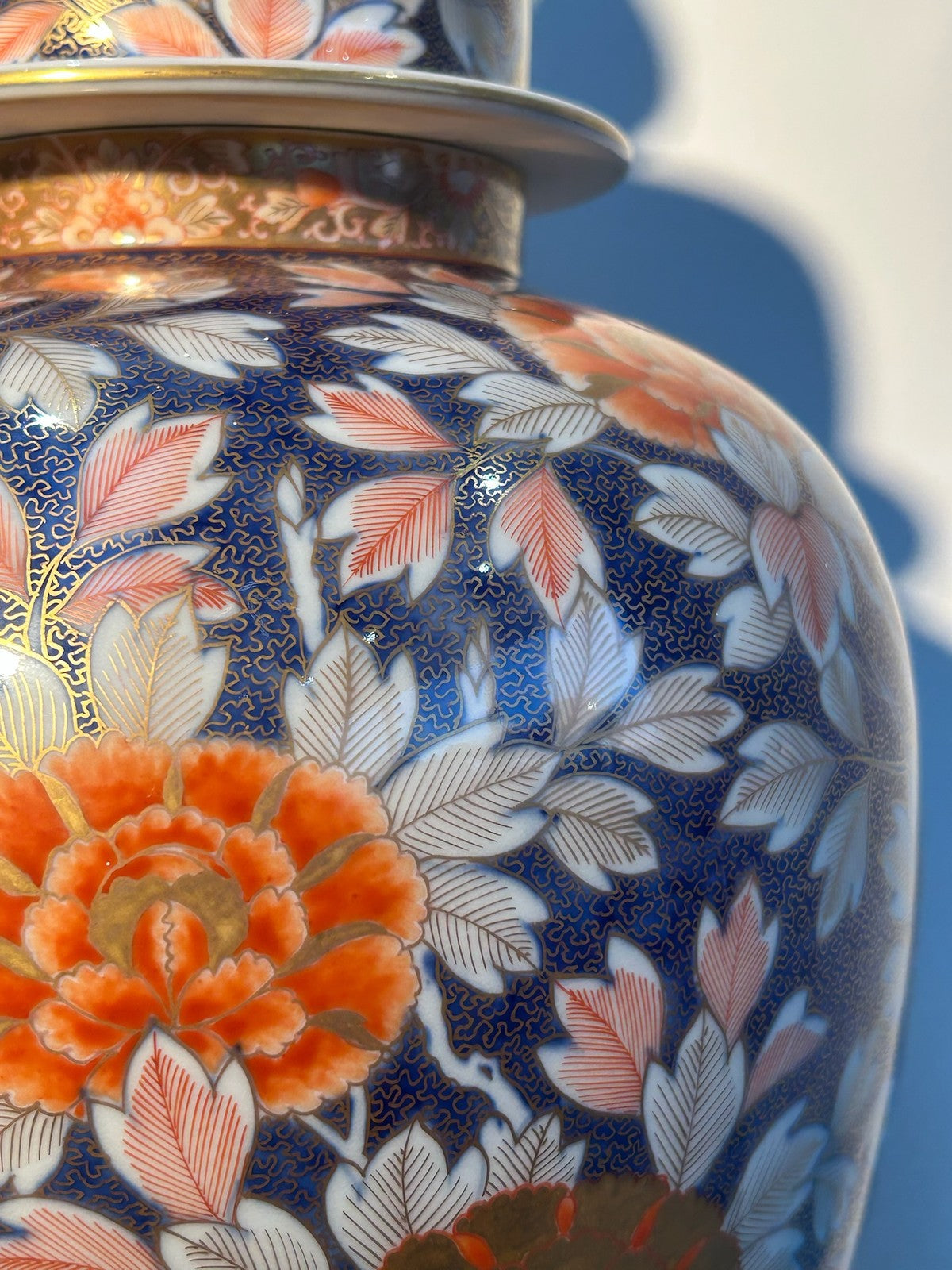 Large Antique Japanese Fukagawa Imari Lidded Temple Jar Meiji Period (A/F)6