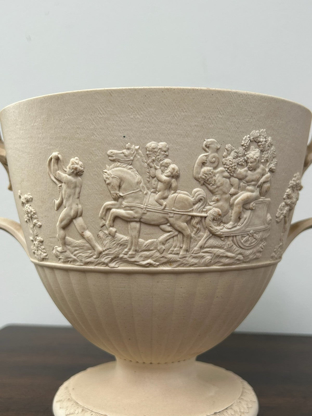 Turner Stoneware Loving Cup 17cm Sporting Relief Two Handle Georgian Antique6