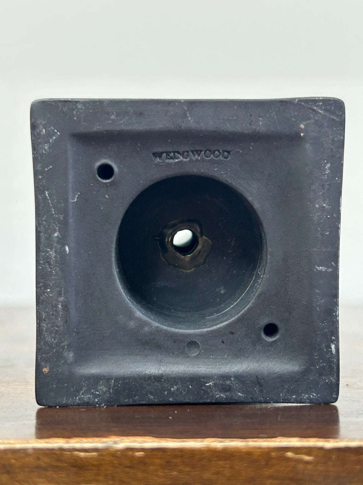 Wedgwood Black Basalt Urn Vase and Cover Square Plinth Classical Relief A/F6