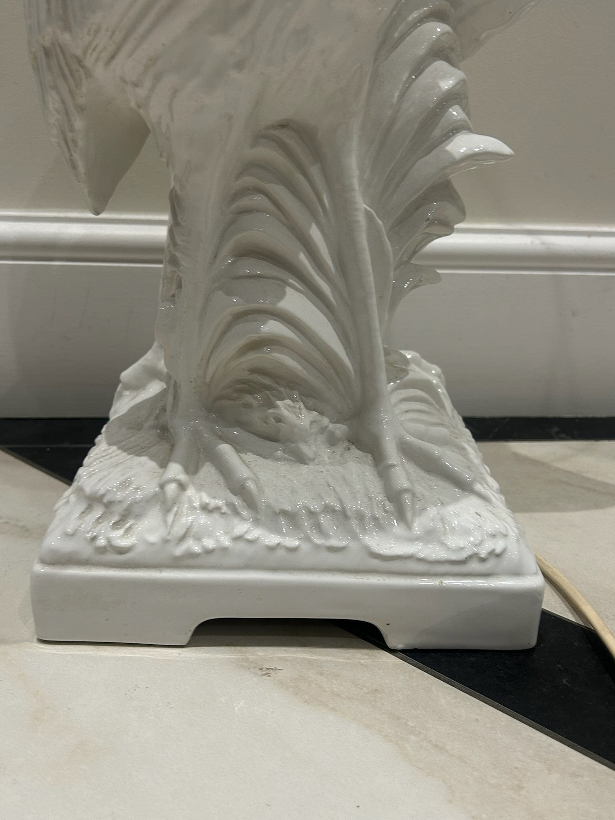 Vintage Italian Chinoiserie White Heron Bird Table Lamp Hollywood Regency 81cm7