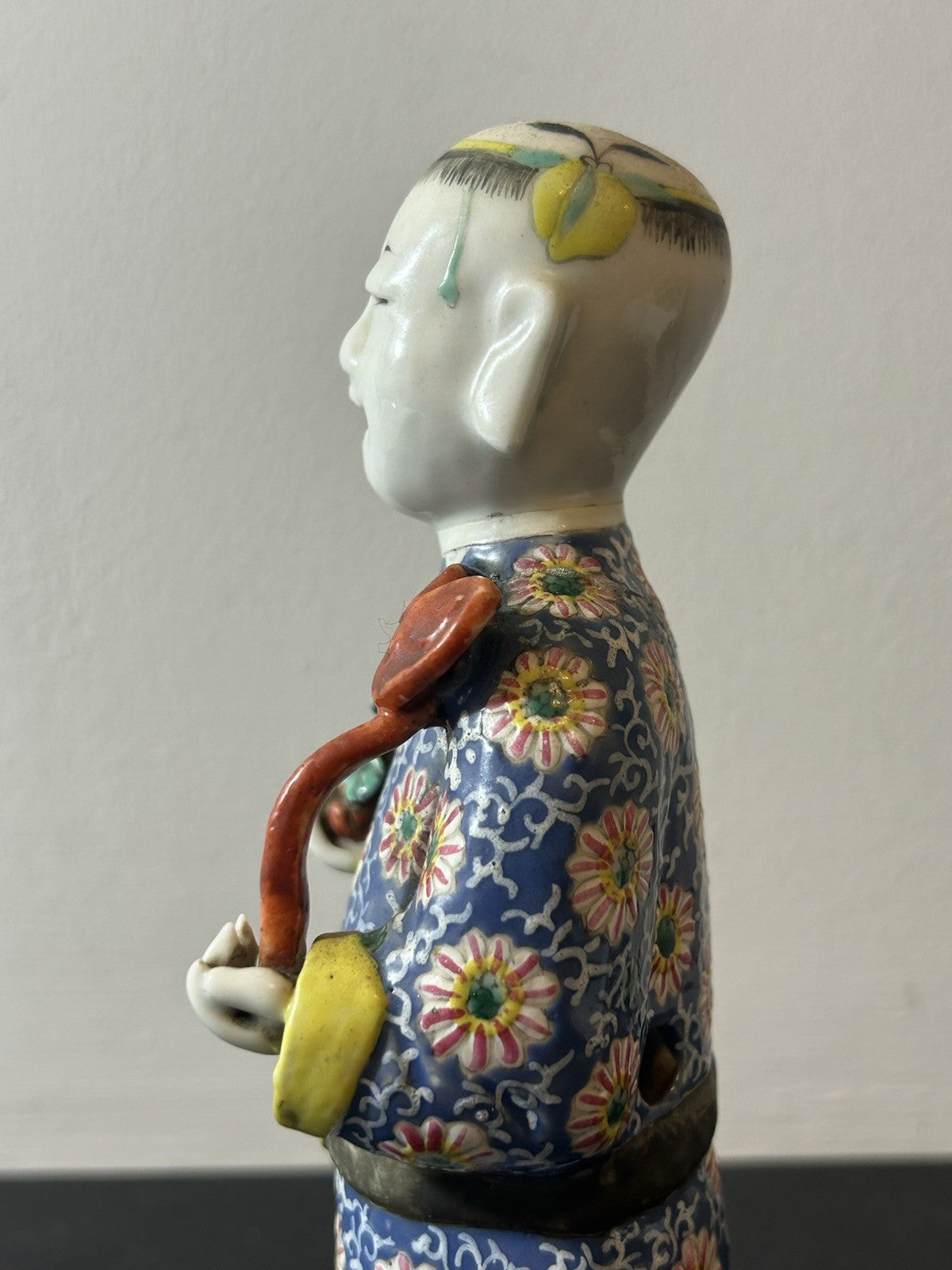 Antique Chinese Famille Rose Porcelain Laughing Boy Figure Qing Circa 1800 Ruyi 9
