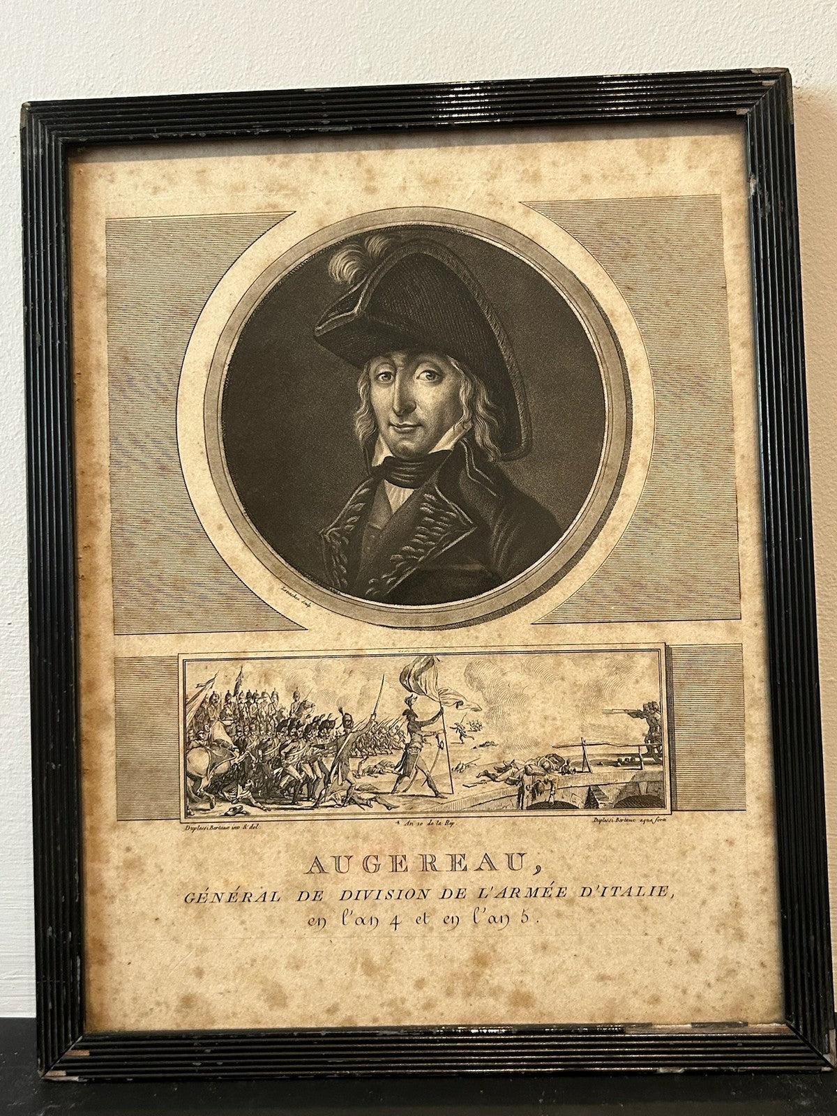 General Augereau Army of Italy Napoleonic Aquatint Portrait Levachez 1802 Framed0