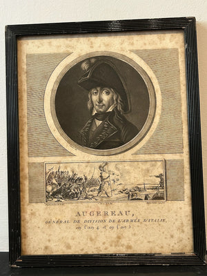 General Augereau Army of Italy Napoleonic Aquatint Portrait Levachez 1802 Framed