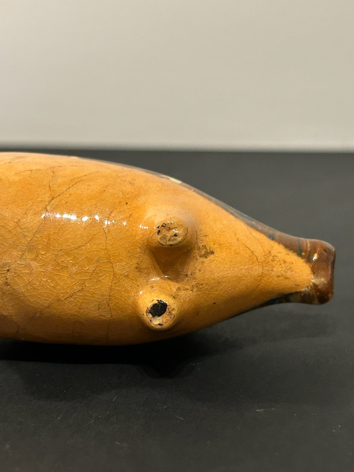 Antique 19th Century Slipware Pig Money Box Trailed Slip Earthenware Folk 11cm11
