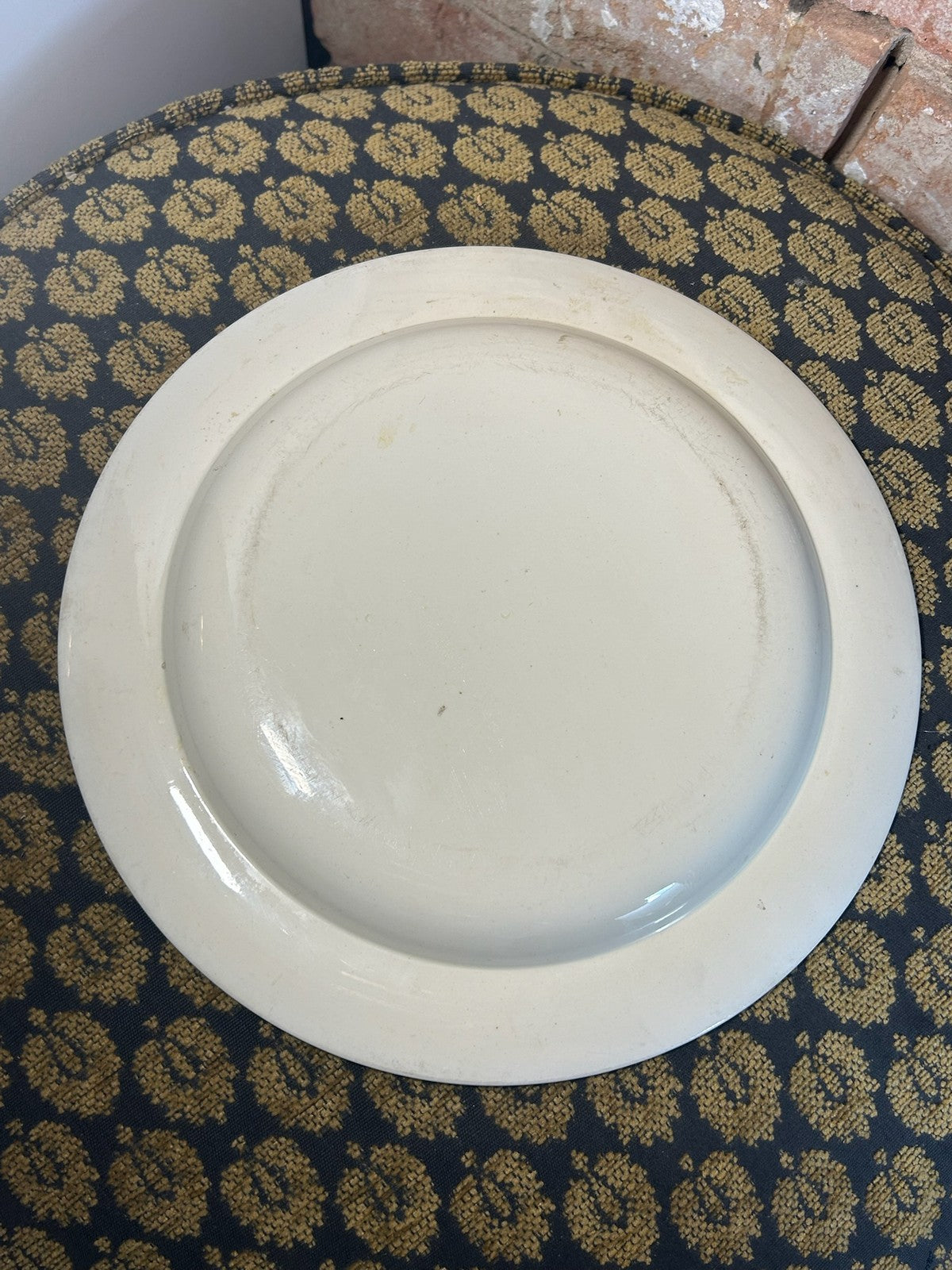Antique Wedgwood Creamware Plate Brown Leaf Border c1800 Impressed Mark1