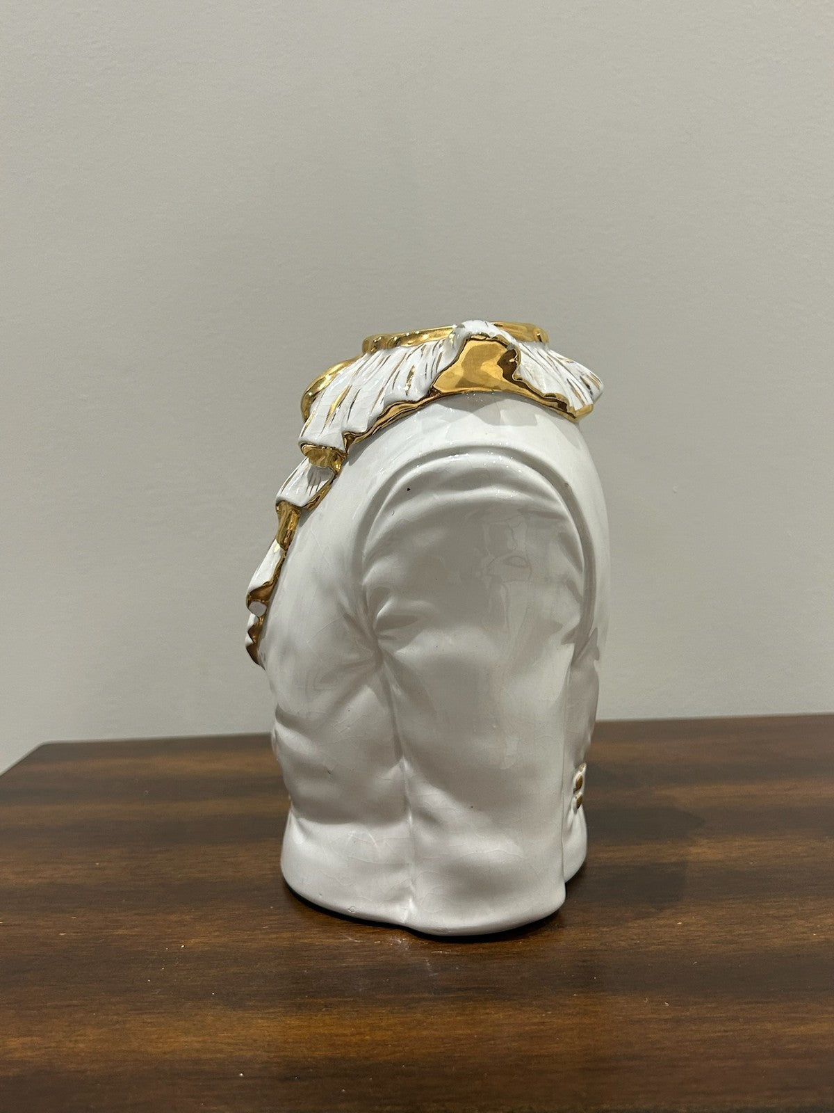Italian Porcelain Figural Jacket Waistcoat Vase White Gilt Made in Italy1