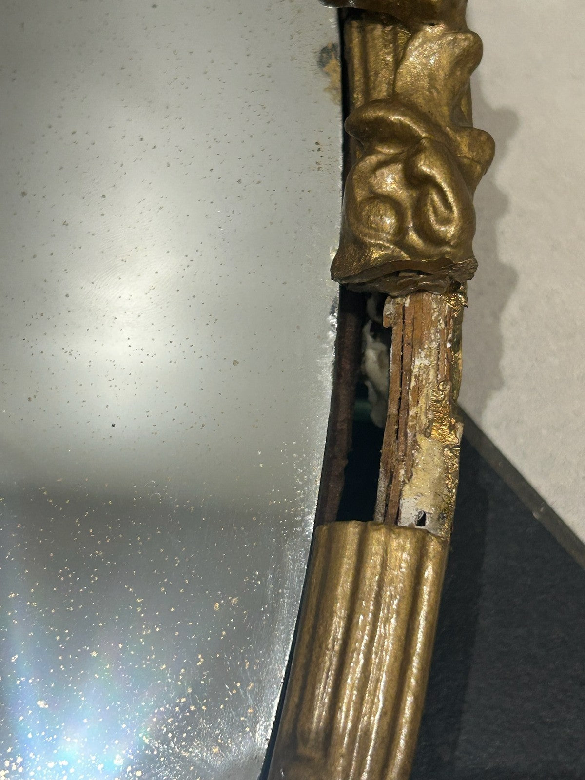 Antique Victorian Gilt Gesso Mirror Foxed Glass for Restoration 50x40cm6