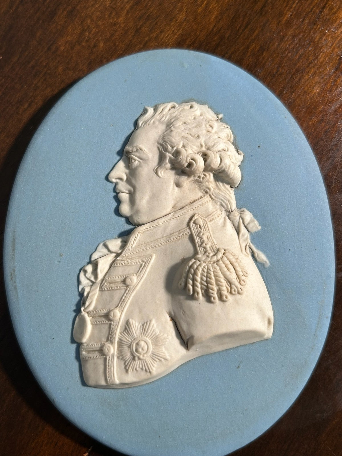 Antique 18thC Wedgwood Blue Jasper Portrait Medallion Admiral Duncan Camperdown1