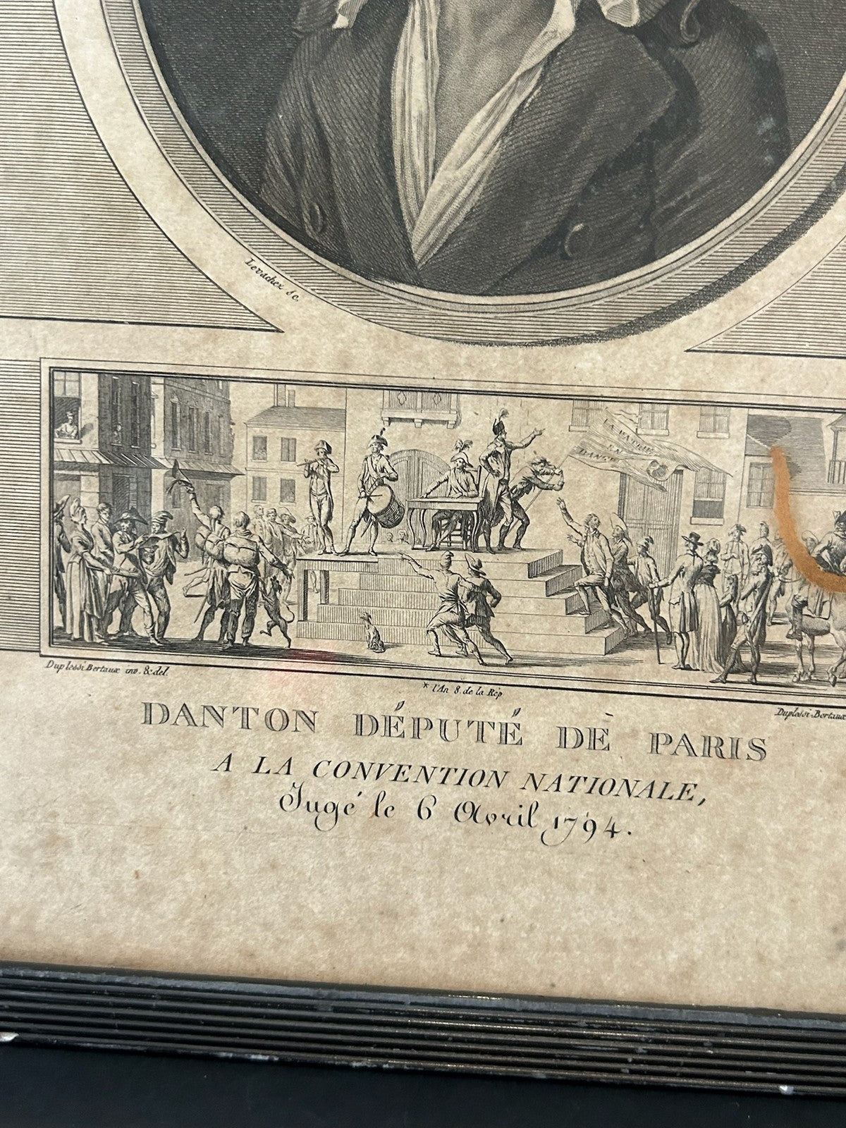 Danton French Revolution Portrait Aquatint Levachez Duplessi Bertaux 1800 Framed2