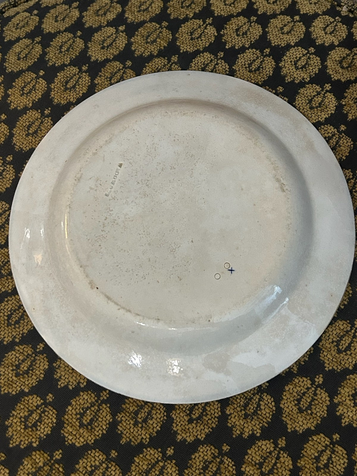 Antique Wedgwood Blue and White Transfer Printed Plate Floral Impressed Mark1