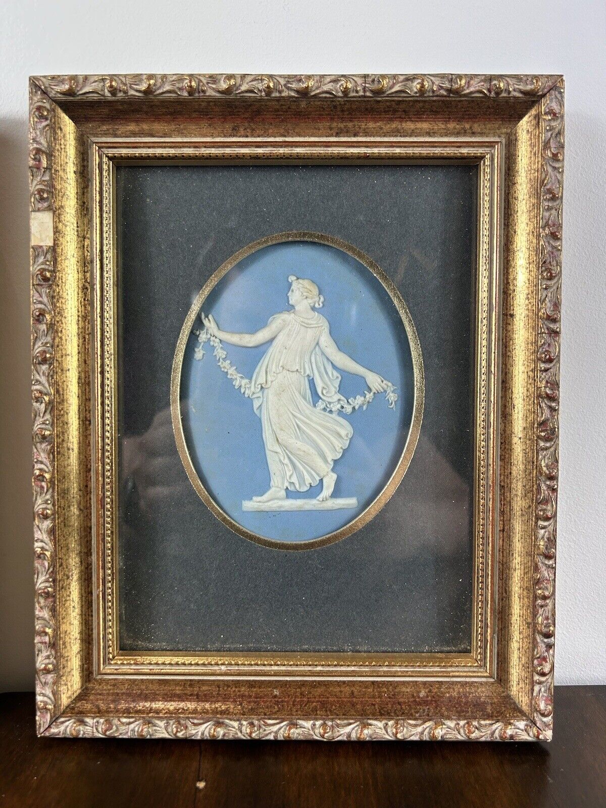 Wedgwood Pair Framed Dancing Hourse Plaques Jasperware Oval Plaques