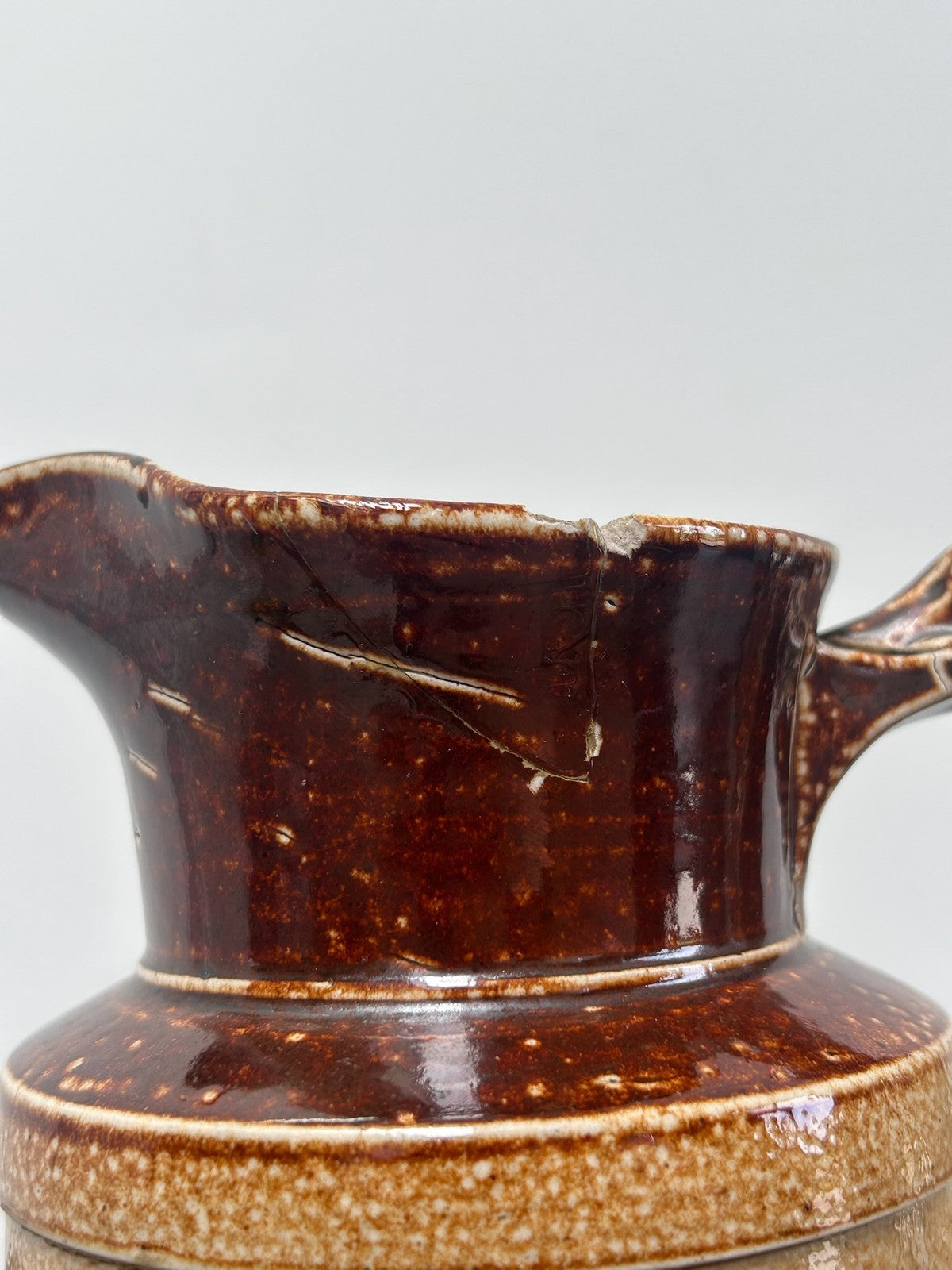 Antique Salt Glaze Stoneware Basket Bowl Two Tone 19thC Brown5