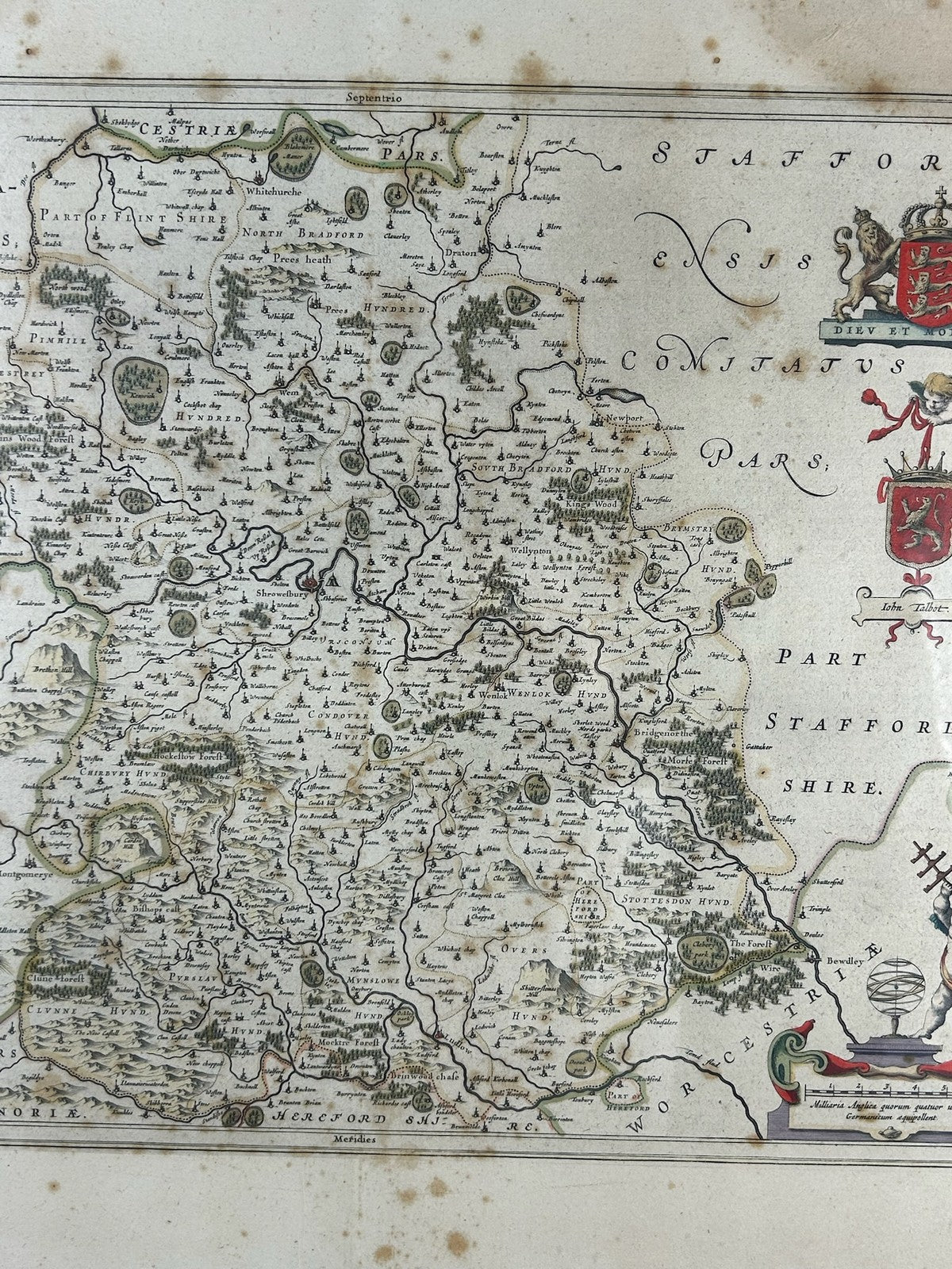 Blaeu Comitatus Salopiensis Shropshire 1645 Antique Map Hand Coloured Framed2