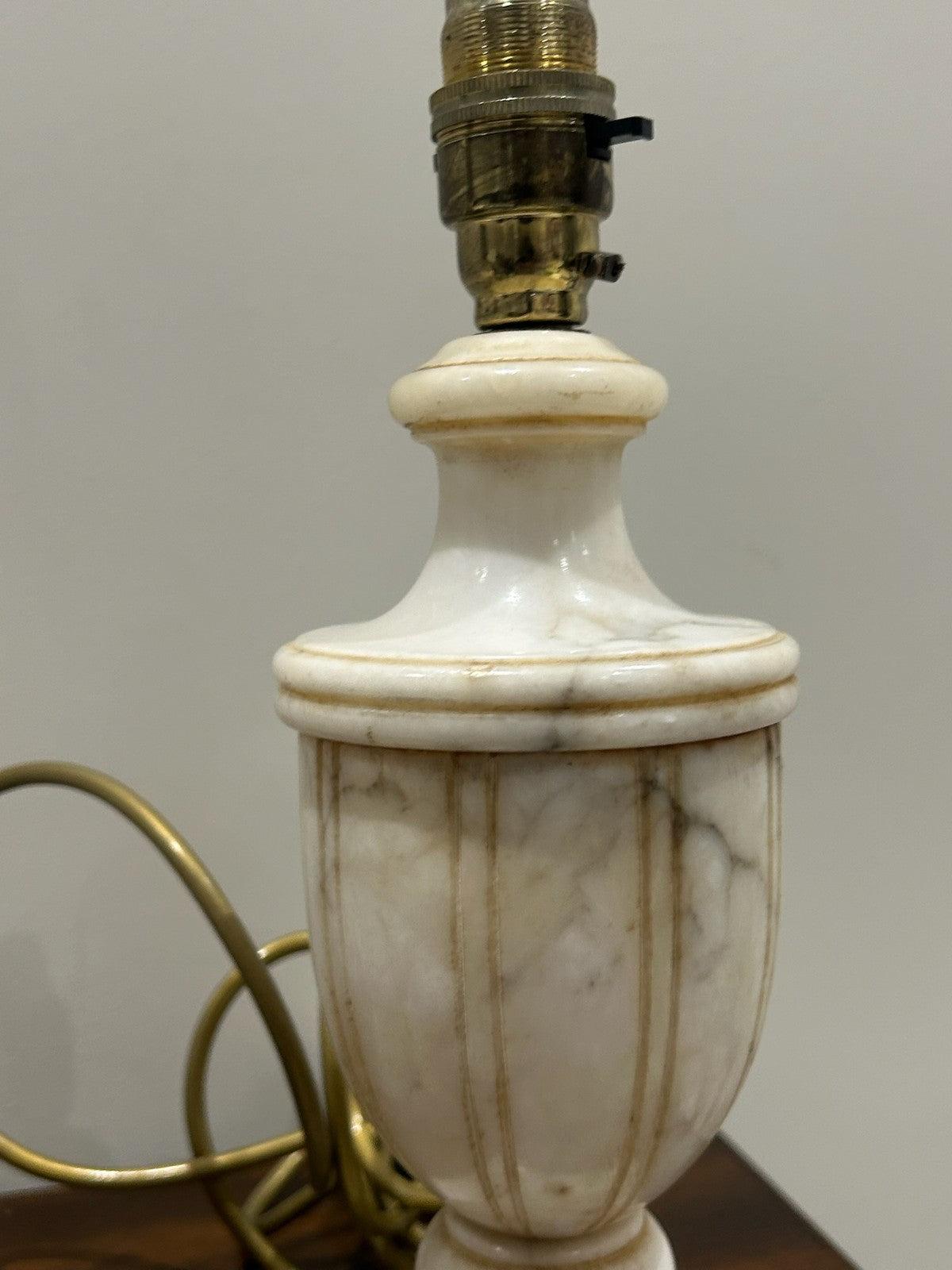 Pair Vintage Alabaster Urn Table Lamps Square Marble Bases5