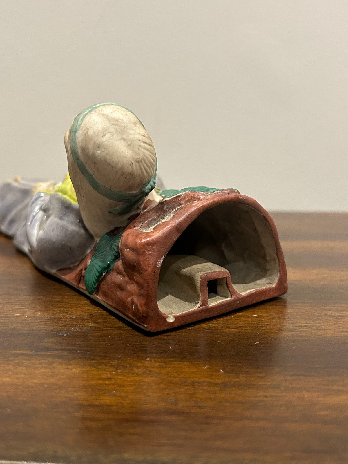 Japanese Glazed Pottery Figure Lady With Broom Meiji Taisho4